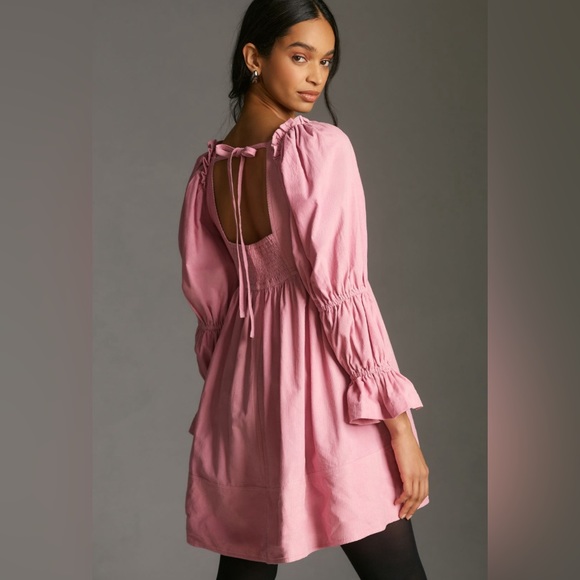 ✨ NWOT Anthropologie Square-Neck Corduroy Babydoll Mini Dress Sz L - Picture 2 of 10